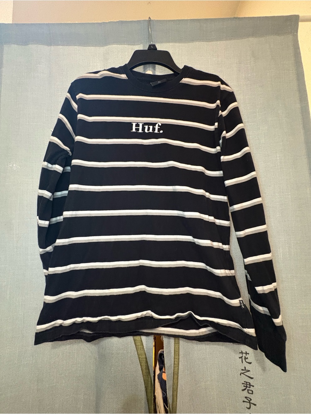 HUF Black & White Striped Crewneck Long Sleeve🖤